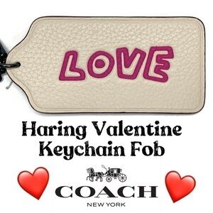 Coach LOVE Haring Keychain Fob Valentine’s Day NWT